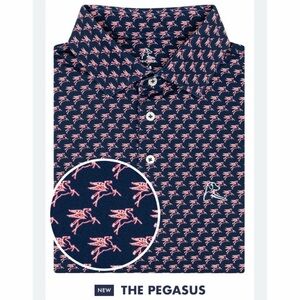 RHOBACK Polo Shirt Navy Pink Pegasus Texas Flag Golf Casual Size Medium M